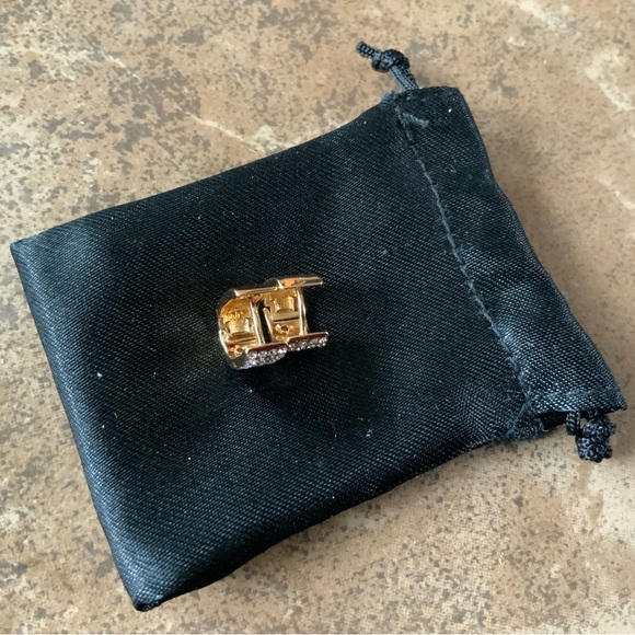 Pavé Box Gold Plated Micro CZ Stone Small Hoop Earrings - Picture 5 of 11